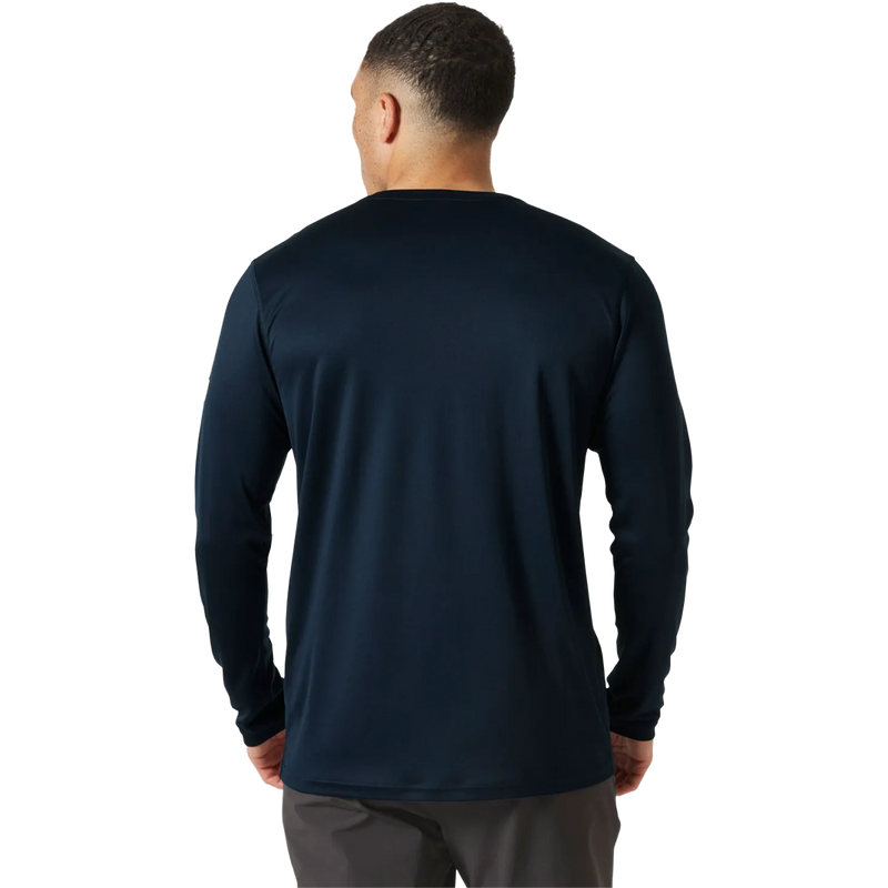 Men's HH Tech Crew Long Sleeve 2.0, Helly Hansen Tech Crew Long Sleeve 2.0 in Navy back view on model