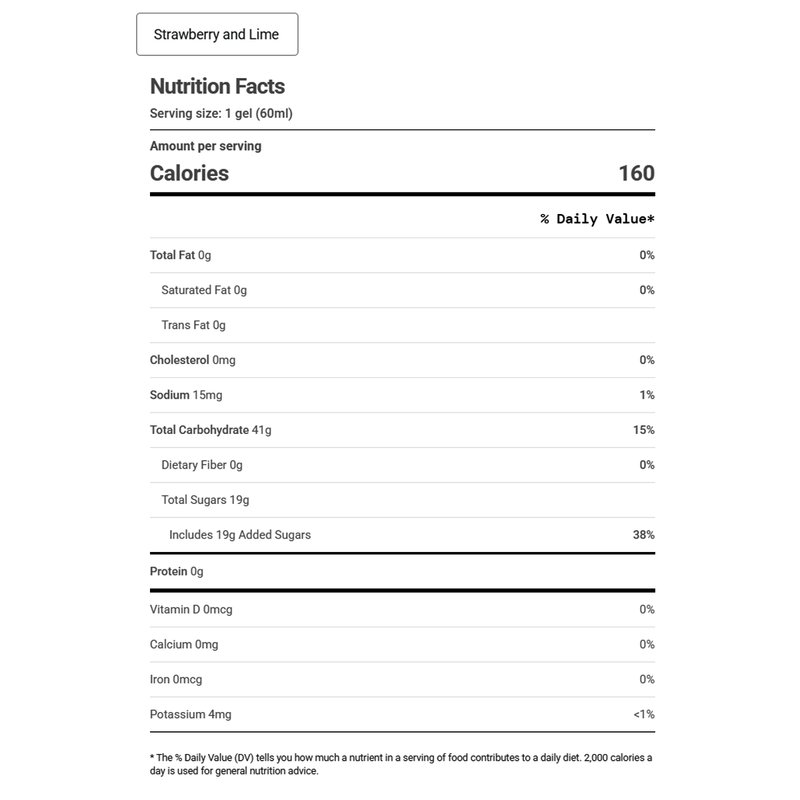 Beta Fuel Gel, Science in Sport Beta Fuel Gel Strawberry & Lime Nutrition Facts 