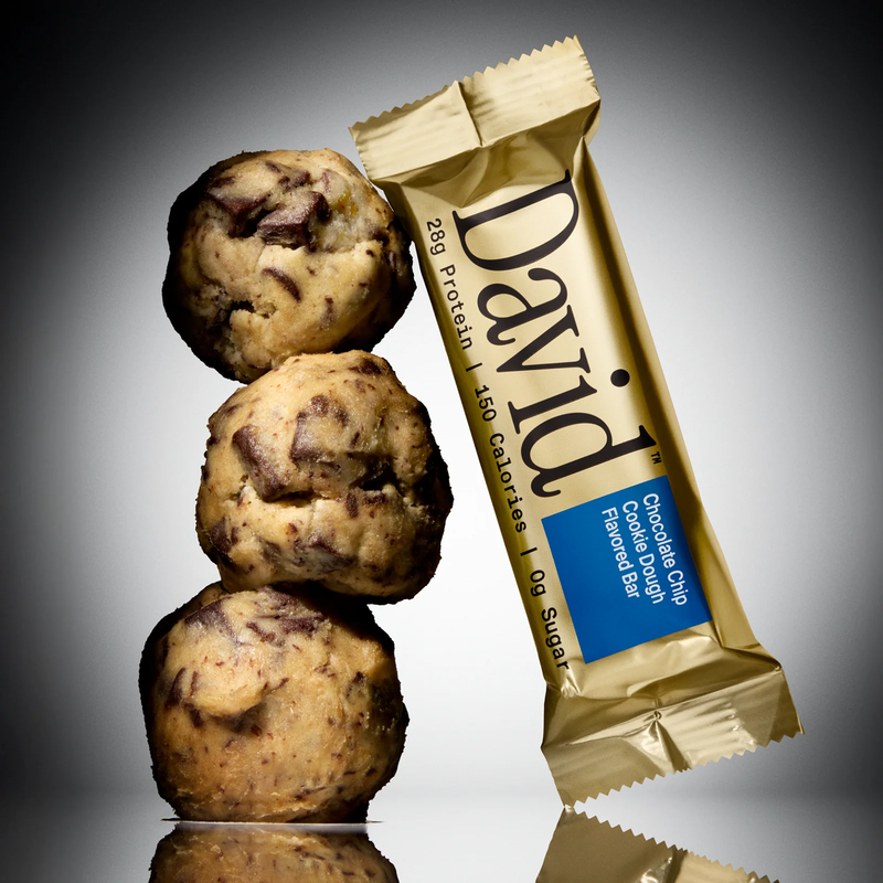 Gold Protein Bar, David Gold Protein Bar cookie dough pile with bar