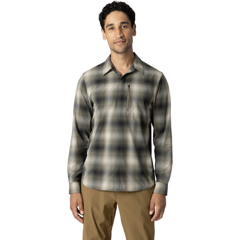 Men's Astroman Long Sleeve Sun Shirt, Outdoor Research Men's Astroman Long Sleeve Sun Shirt in 2823-Ranger Green Plaid front