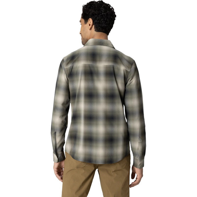 Men's Astroman Long Sleeve Sun Shirt, Outdoor Research Men's Astroman Long Sleeve Sun Shirt in 2823-Ranger Green Plaid back
