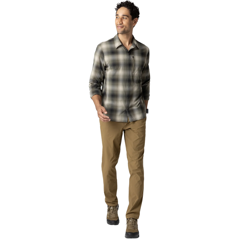Men's Astroman Long Sleeve Sun Shirt, Outdoor Research Men's Astroman Long Sleeve Sun Shirt in 2823-Ranger Green Plaid front full length