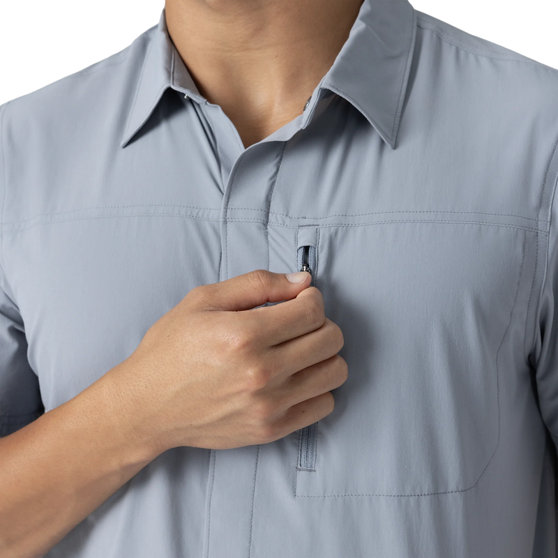 Men's Astroman Air Short Sleeve Sun Shirt, Outdoor Research Men's Astroman Air Short Sleeve Sun Shirt front pocket
