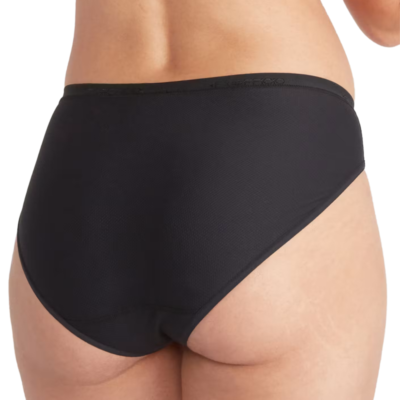 Women's Give N Go 2.0 Bikini Brief, Exofficio Women's Give N Go 2.0 Bikini Brief in Black back view on model