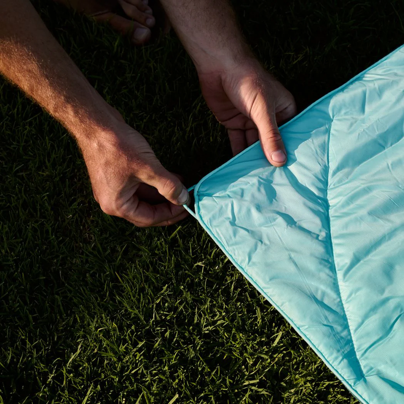 Stash Mat Large, Rumpl Stash Mat Large in Jade Fade with paracord corner staking loop detail