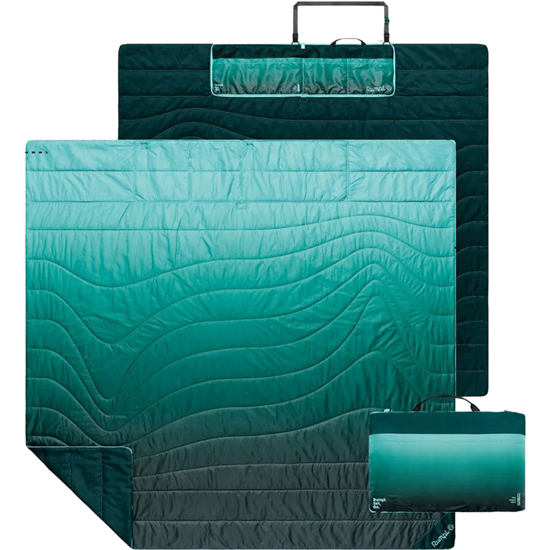 Stash Mat XL, Rumpl Stash Mat XL in Jade Fade top and bottom view side by side