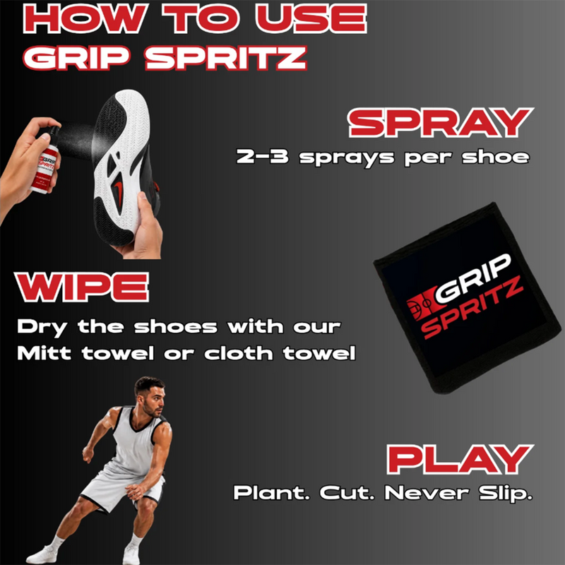 Basketball Shoe Grip Spray/Towel Bundle, Grip Spritz Grip Spray/Towel Bundle "how to use"