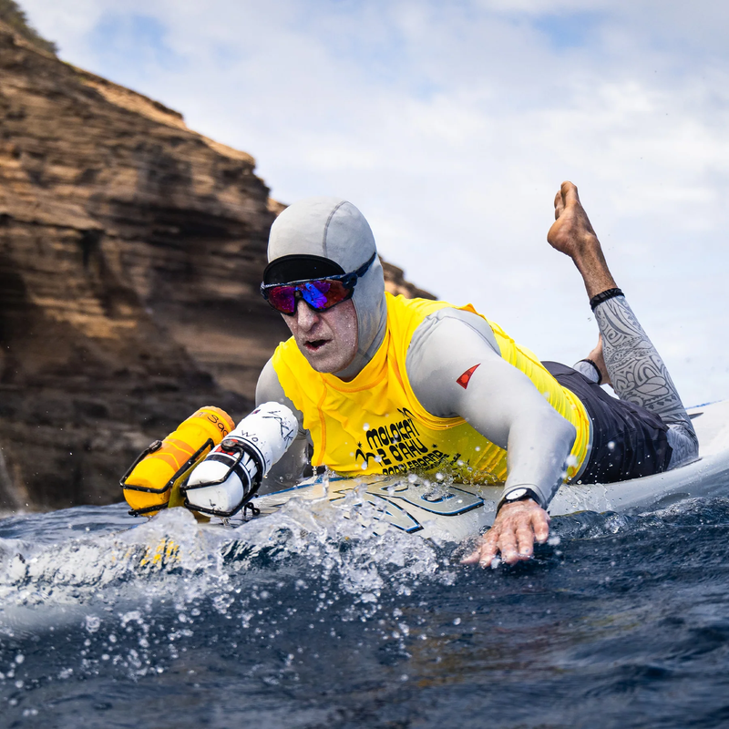 Men's Long Sleeve Hooded Rashguard, Florence Marine Men's Long Sleeve Hooded Rashguard in SIL Silver lifestyle