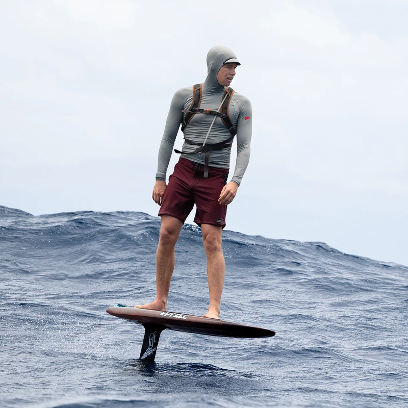 Men's Long Sleeve Hooded Rashguard, Florence Marine Men's Long Sleeve Hooded Rashguard in SIL Silver lifestyle