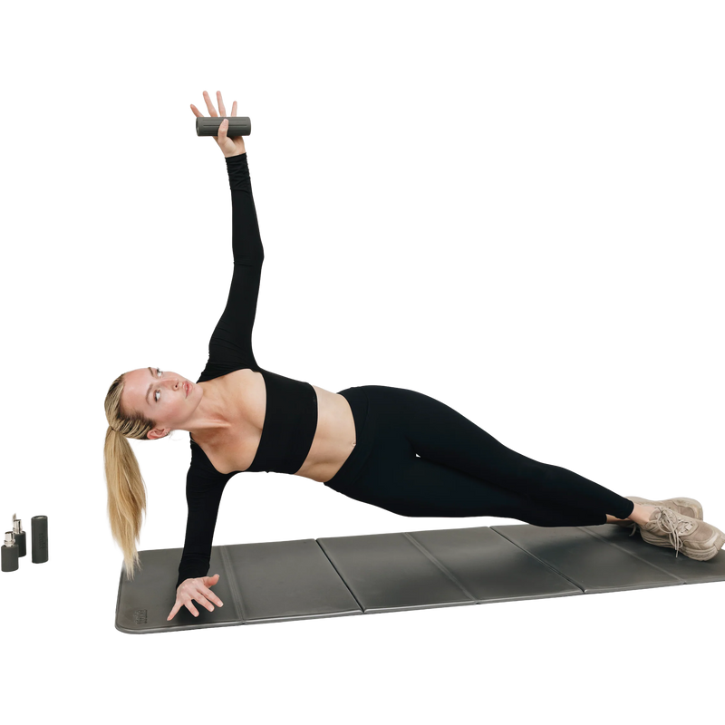 The Stakt Weights, Stakt The Stakt Weights with model on mat