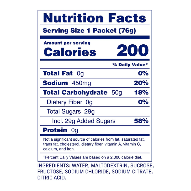 Salted Original 50g Energy Gel, Carbs Fuel Salted Original 50g Energy Gel Nutrition Facts