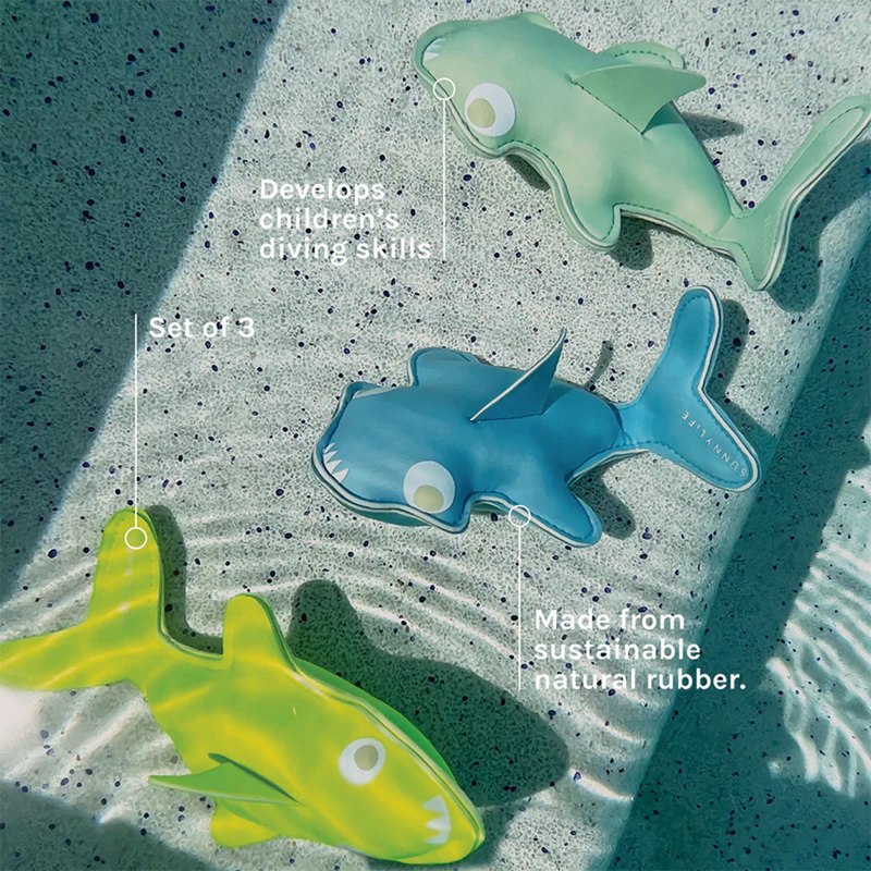 Dive Buddies Salty the Shark Set of 3, Sunnylife Dive Buddies Salty the Shark Set of 3 features