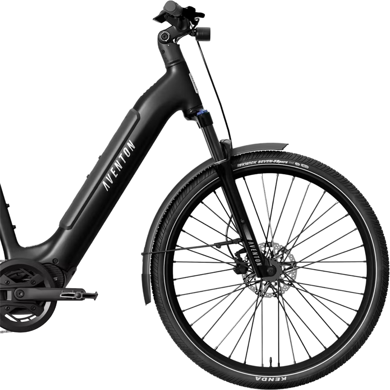 Level 4 ADV Step-Through, Aventon Level 4 ADV Step-Through in Matte Black front wheel