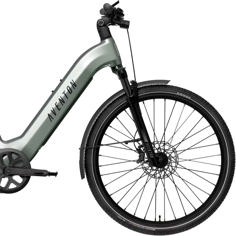Level 4 REC Step-Through, Aventon Level 4 REC Step-Through in Glacier Mint front wheel