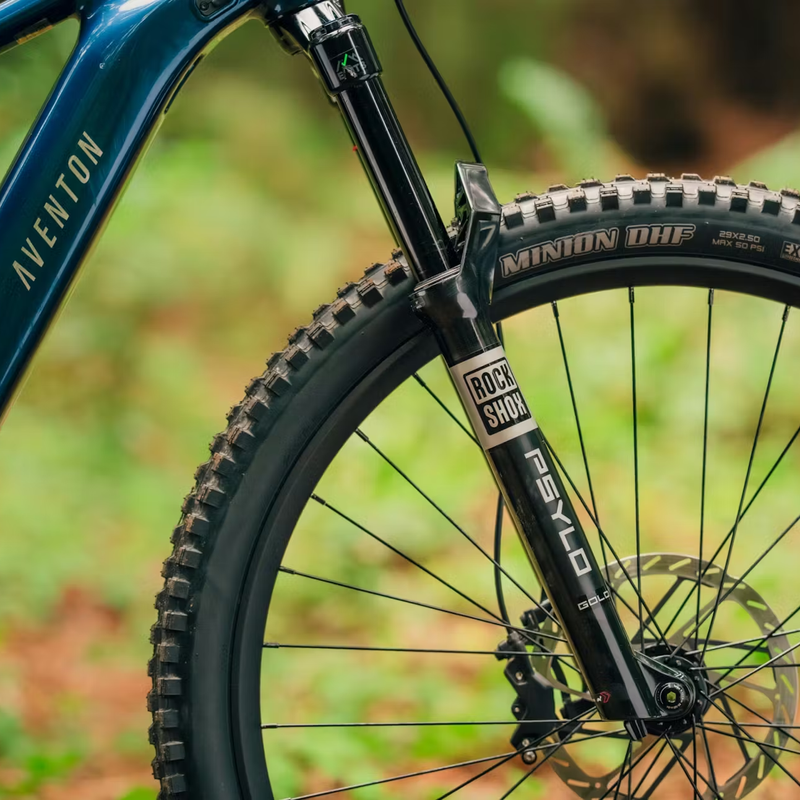 Current ADV, Aventon Current ADV in Blue Onyx front shocks