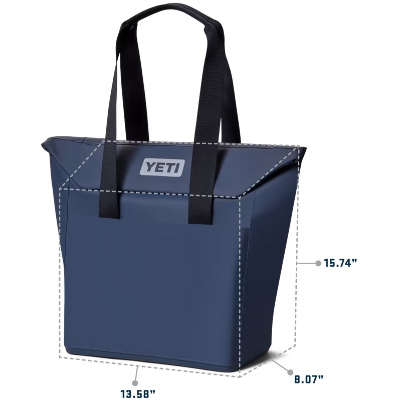 Daytrip 20L Insulated Tote Bag, Yeti Daytrip 20L Insulated Tote Bag in Navy with exterior measurements