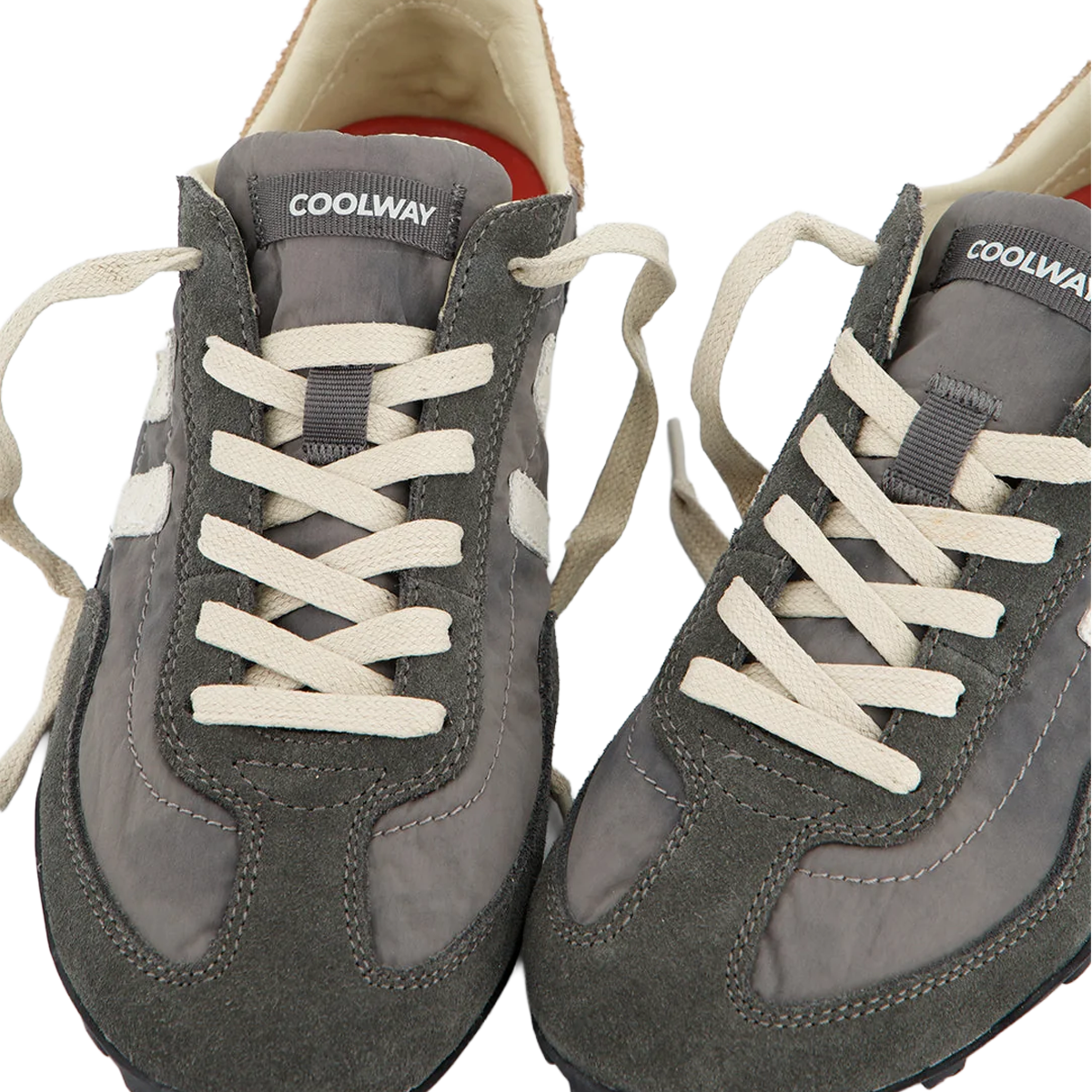 Coolway Men's Cross in Iron X laces and stitch detail