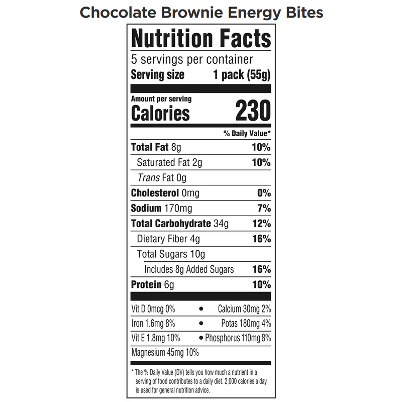 Energy Bites, Clif Bar Energy Bites Chocolate Brownie Nutrition Facts