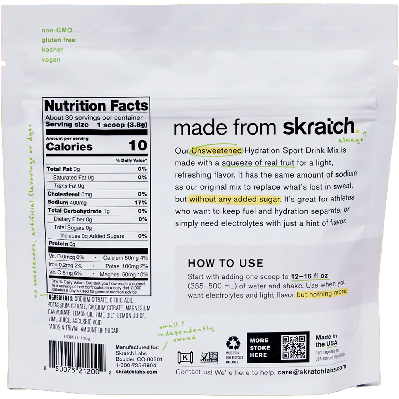 Unsweetened Hydration Sport Drink Mix (30 Servings) alternate view