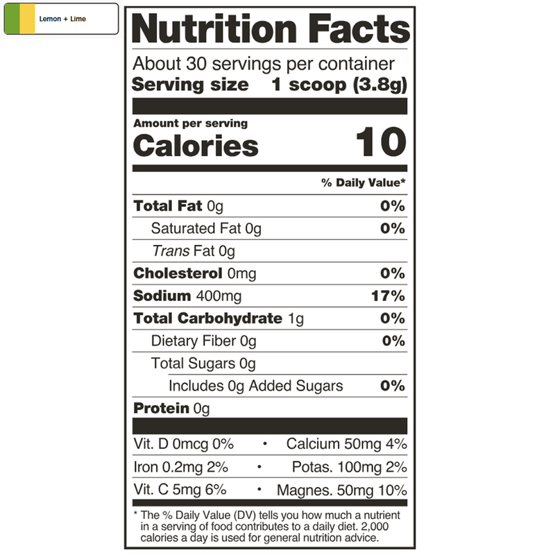 Unsweetened Hydration Sport Drink Mix (30 Servings), Skratch Labs Unsweetened Hydration Sport Drink Mix (30 Servings) Lemon + Lime Nutrition Facts