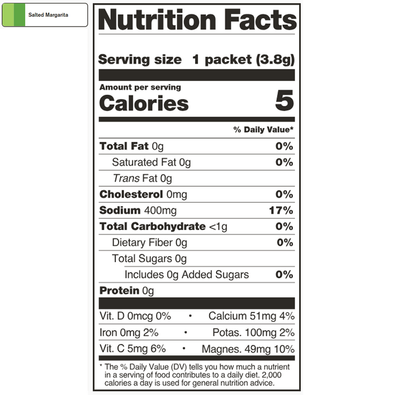 Unsweetened Hydration Sport Drink Mix (Single Serving), Skratch Labs Unsweetened Hydration Sport Drink Mix Salted Margarita Nutrition Facts