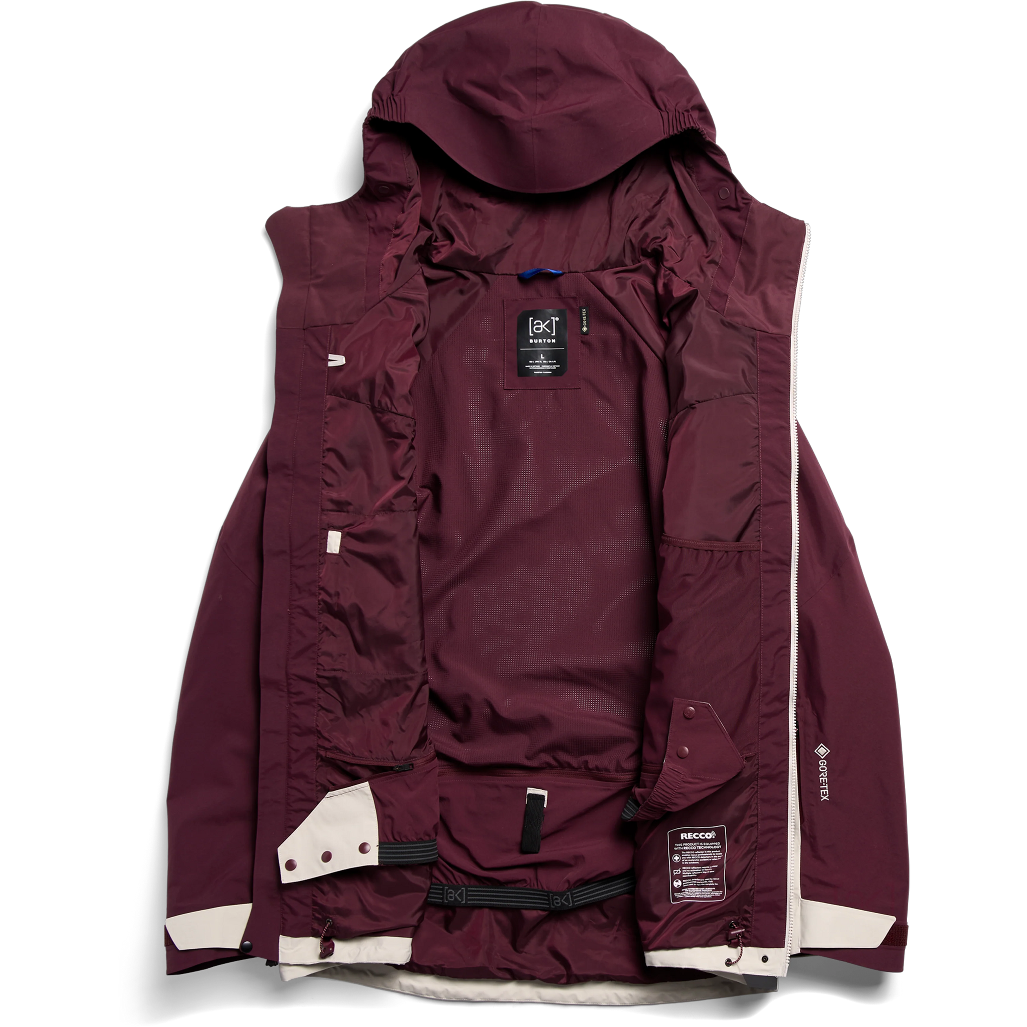 Burton Men's AK Cyclic Gore Tex 2L Jacket unzipped lining view