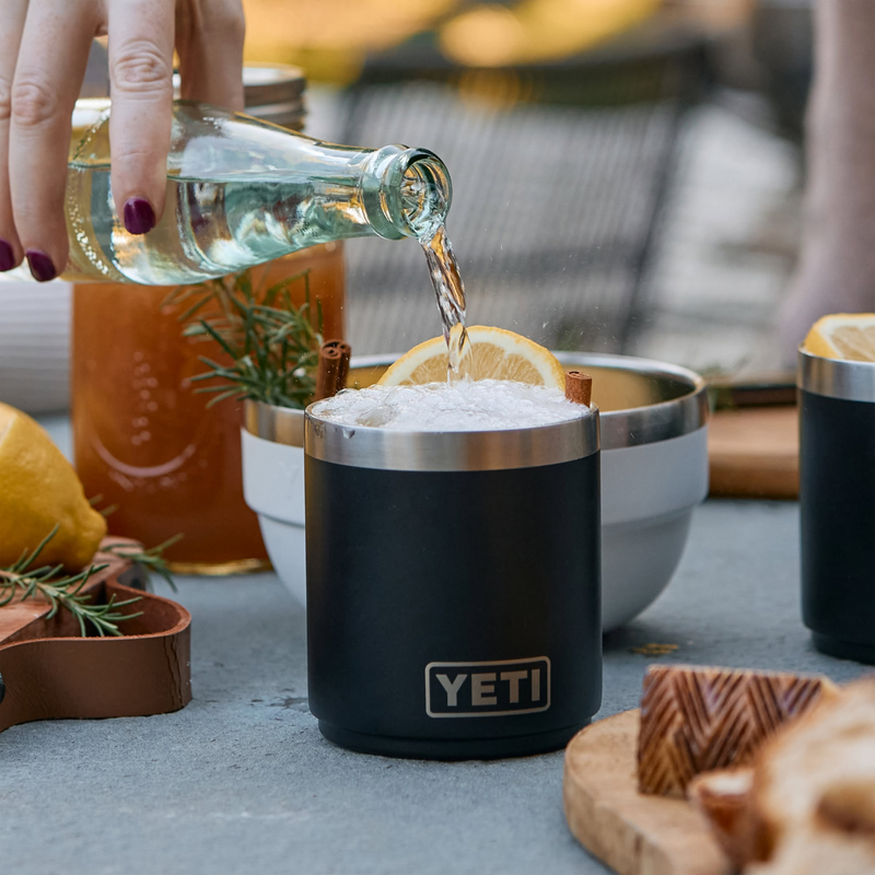 Yeti Rambler 10 oz Ceramic Lining Lowball 2.0 Lifestyle drink pouring