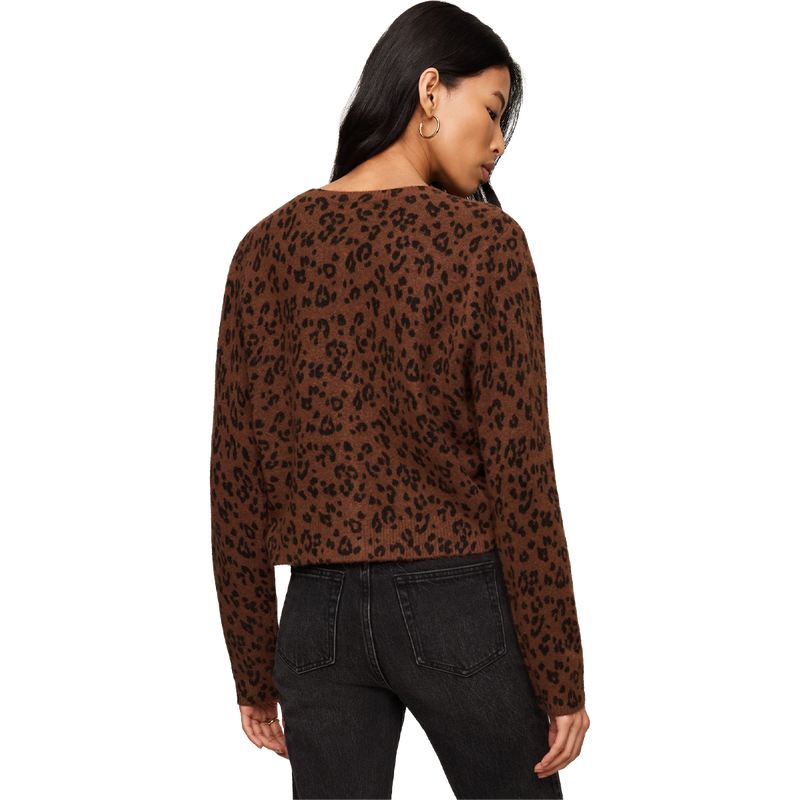 Women's Medina Leopard Cardigan, Z Supply Women's Medina Leopard Cardigan in Burnt Uber back view