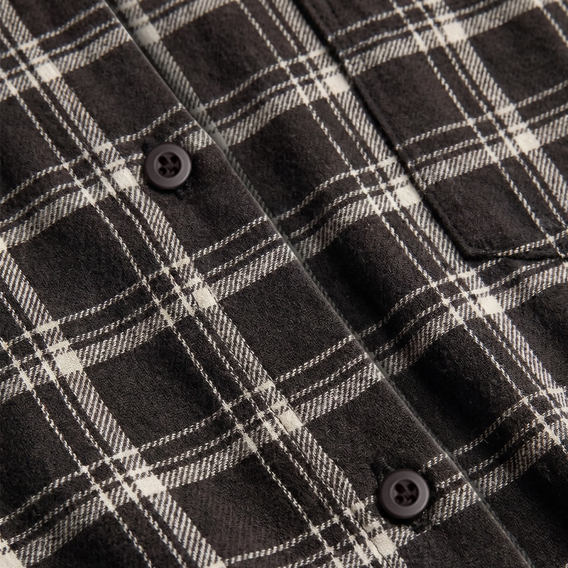 Women's River Plaid Button Up, Z Supply Women's River Plaid Button Up in Ash Black with button detail
