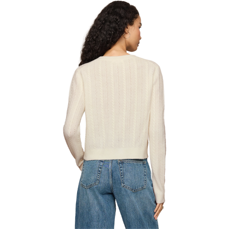 Women's Medina Pointelle Cardigan, Z Supply Women's Medina Pointelle Cardigan in Cloud back view
