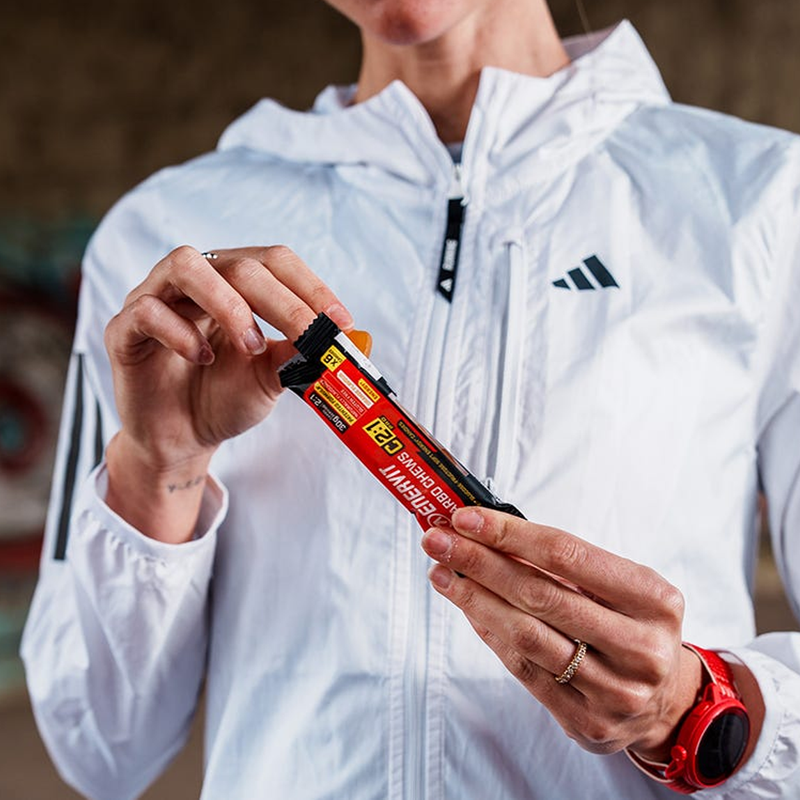 C2:1PRO Carbo Chew, Enervit C2:1PRO Carbo Chew single packet with runner