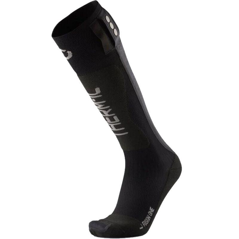 Therm-ic Heated Sock Fusion One front with battery snap fasteners