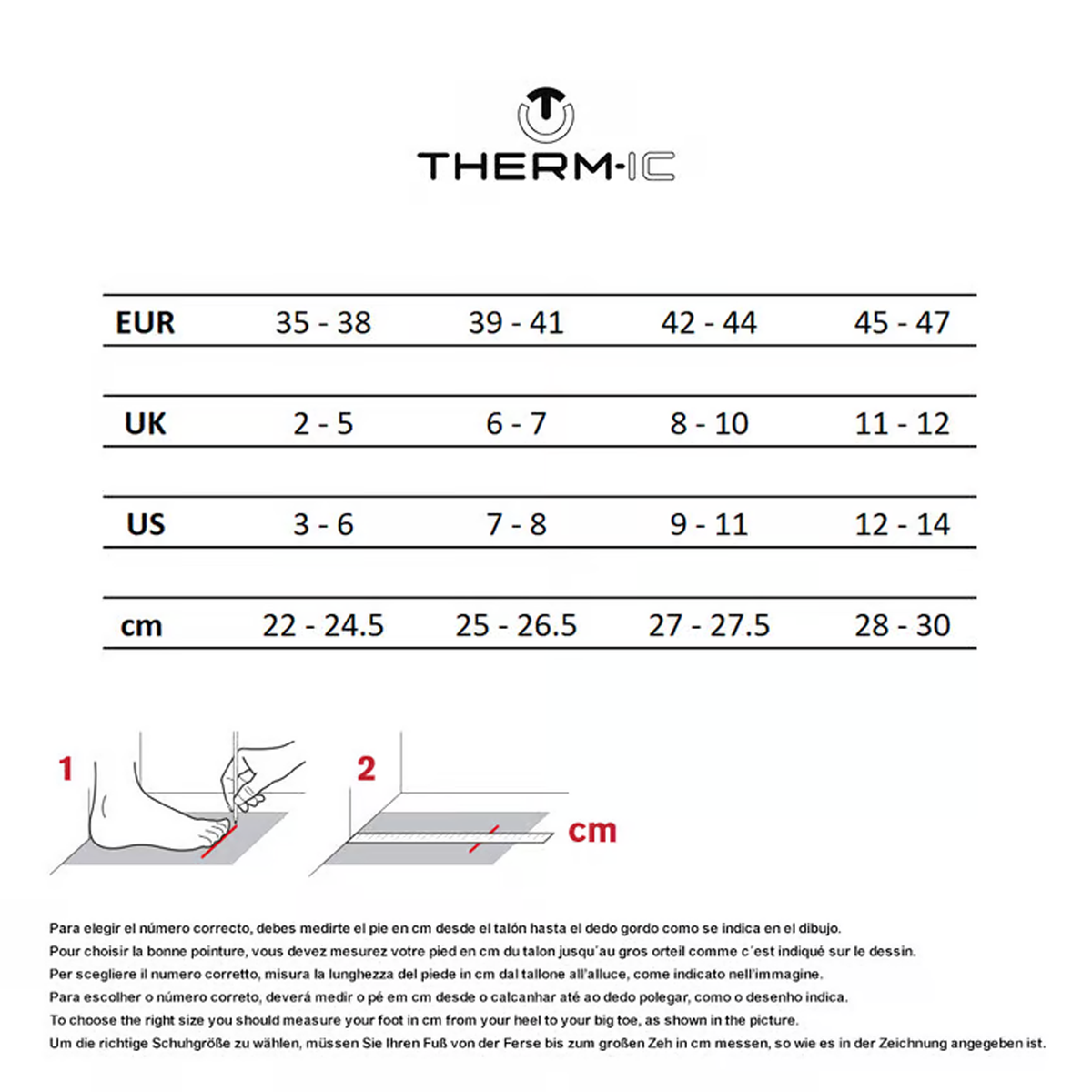 Therm-ic Heated Sock Fusion One size chart