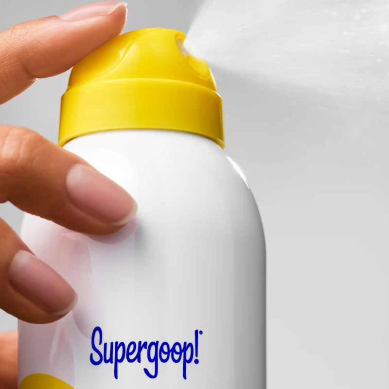PLAY Antioxidant Body Mist SPF 30, Supergoop PLAY Antioxidant Body Mist spraying