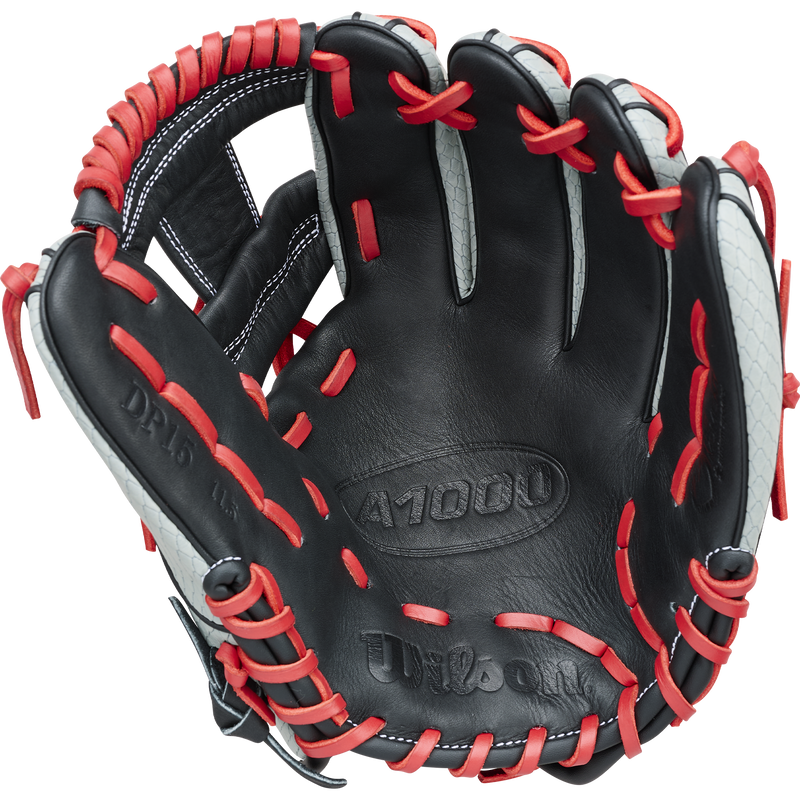 Youth A1000 Limited Edition Firebird SMU Infield DP15 11.5" H-Web, Wildson Youth A1000 Firebird SMU Infield DP15 11.5" H-Web in Grey SuperSnake/Black/Red palm