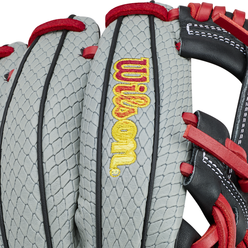 Youth A1000 Limited Edition Firebird SMU Infield DP15 11.5" H-Web, Wildson Youth A1000 Firebird SMU Infield DP15 11.5" H-Web in Grey SuperSnake/Black/Red logo on finger