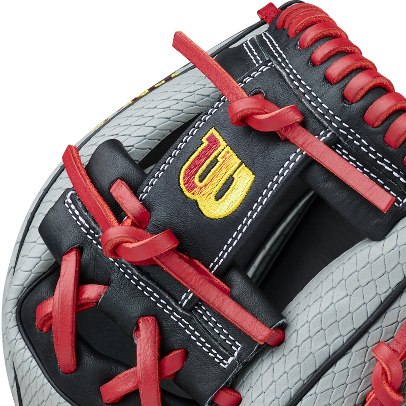 Youth A1000 Limited Edition Firebird SMU Infield DP15 11.5" H-Web, Wildson Youth A1000 Firebird SMU Infield DP15 11.5" H-Web in Grey SuperSnake/Black/Red web