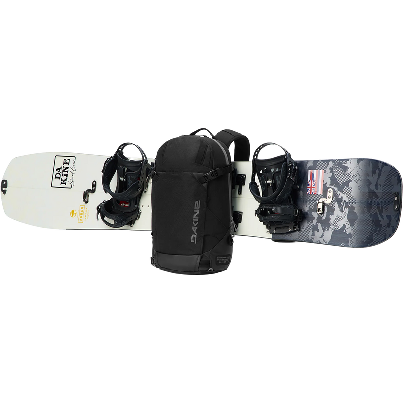 DaKine Heli 2.0 Backpack 12L in Black snowboard attached detail