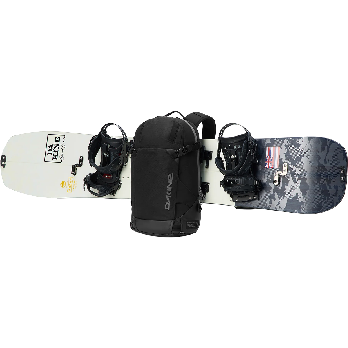DaKine Heli 2.0 Backpack 12L in Black snowboard attached detail