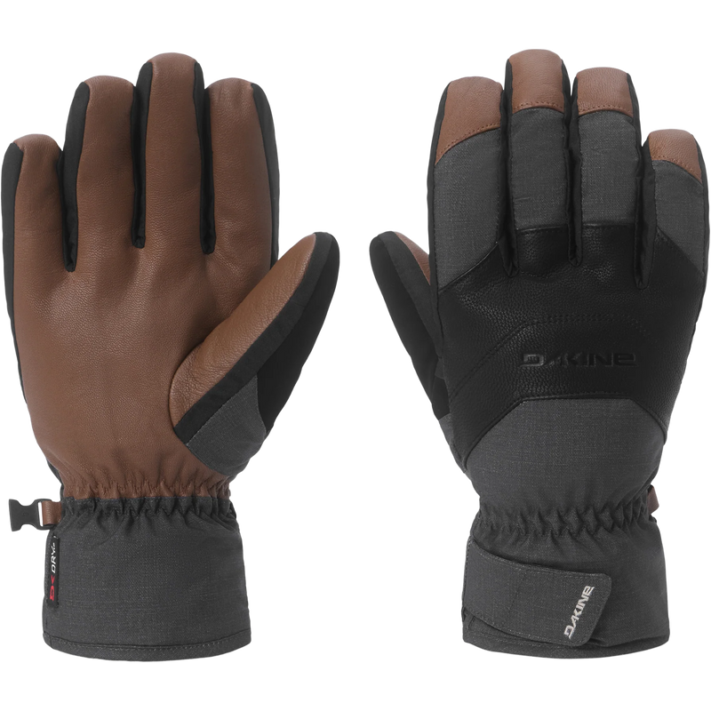 Camaro Short Leather Gloves, DaKine Camaro Short Leather Gloves in Carbon Heather pair front and back
