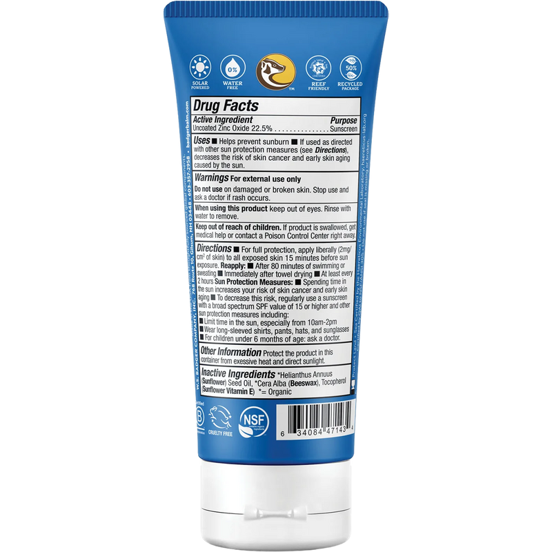 Sport Mineral Sunscreen SPF 40, Badger Sport Mineral Sunscreen SPF 40 back view