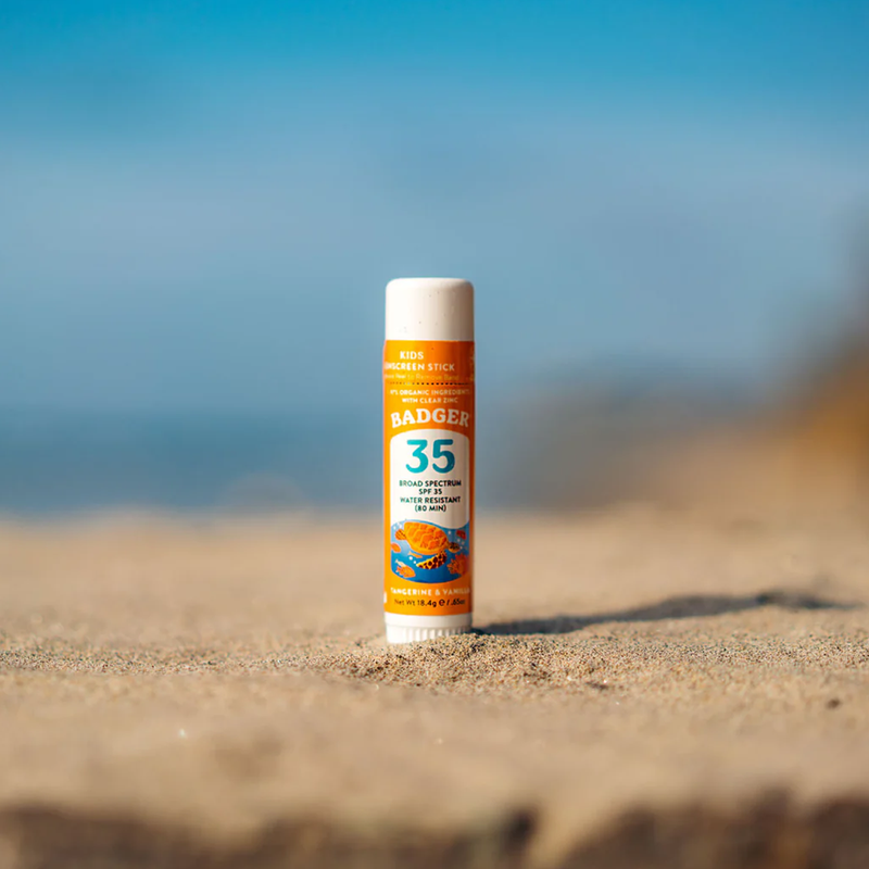 Kids Mineral Sunscreen Face Stick Spf 35, Badger Kids Mineral Sunscreen Face Stick Spf 35 on beach