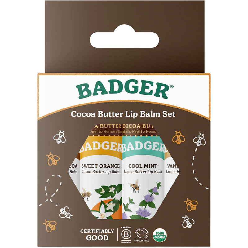 Cocoa Butter Lip Balm Set, Badger Cocoa Butter Lip Balm Set n box