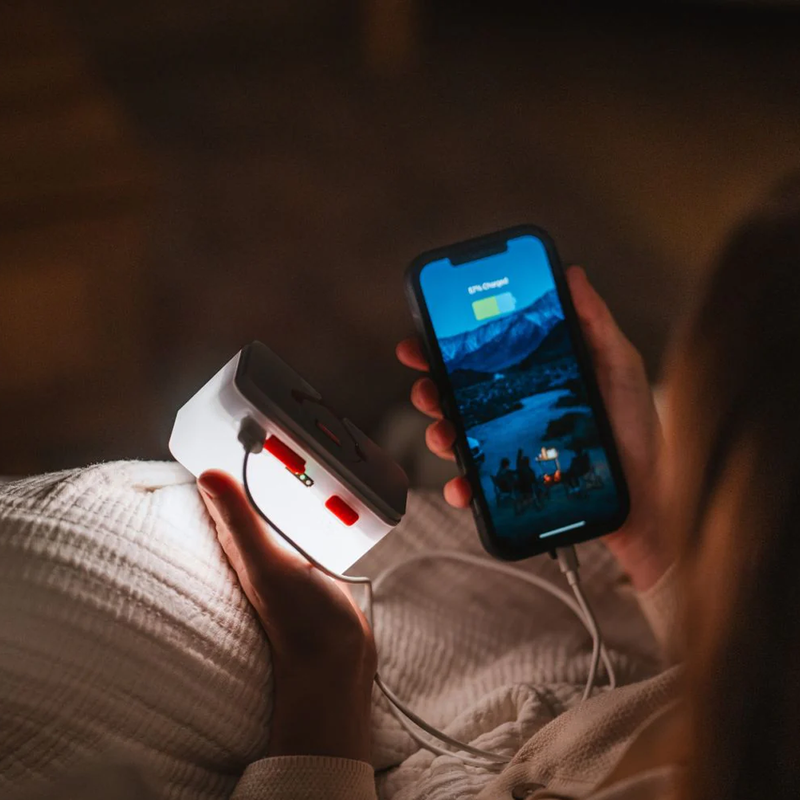 LuminAID Trio Lantern with Phone Charger, LuminAID Trio Lantern with Phone Charger charging phone