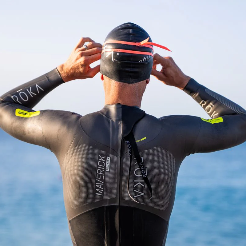 Men's Maverick ProMax Wetsuit, ROKA Multisport Men's Maverick ProMax Wetsuit on swimmer