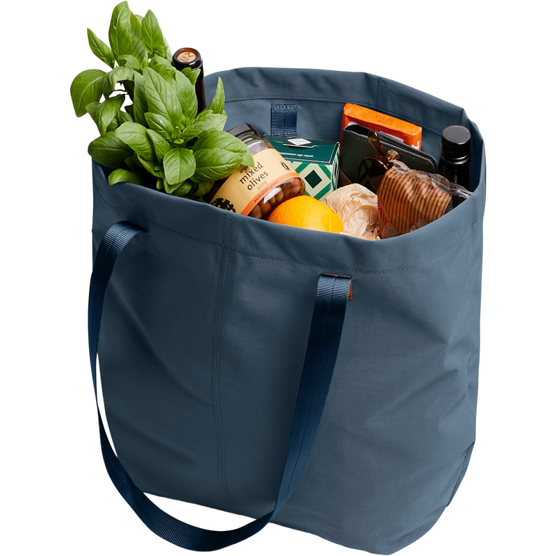 Market Tote, Bellroy Market Tote in Blue Steel filled from back view