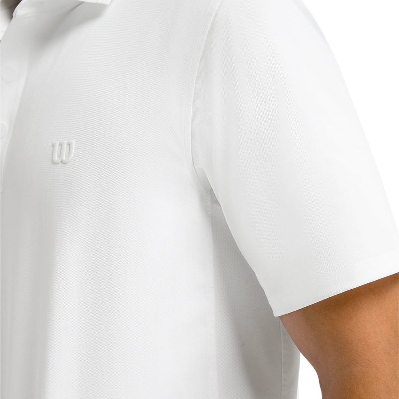 Men's Challengers Technical Polo, Wilson Challengers Technical Polo in Bright White stitch detail