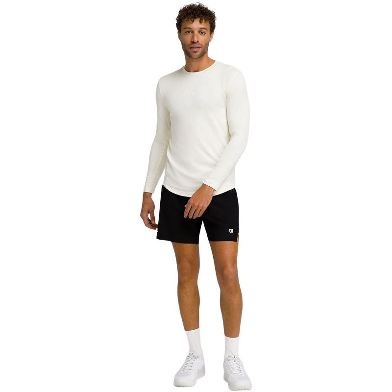 Men's Tournament Short V2 Unlined 7", Wilson Men's Tournament Short V2 Unlined 7" in Black full body view on model