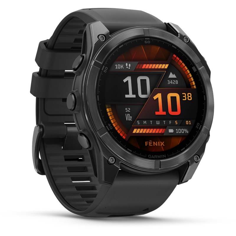 Fenix 8 51mm Slate Gray w/ Black, Garmin Fenix 8 51mm Slate Gray Black front 3/4