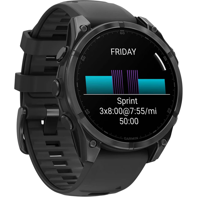 Fenix 8 47mm - Slate Gray Black, Garmin Fenix 8 47mm Slate Gray Black with workout preview display